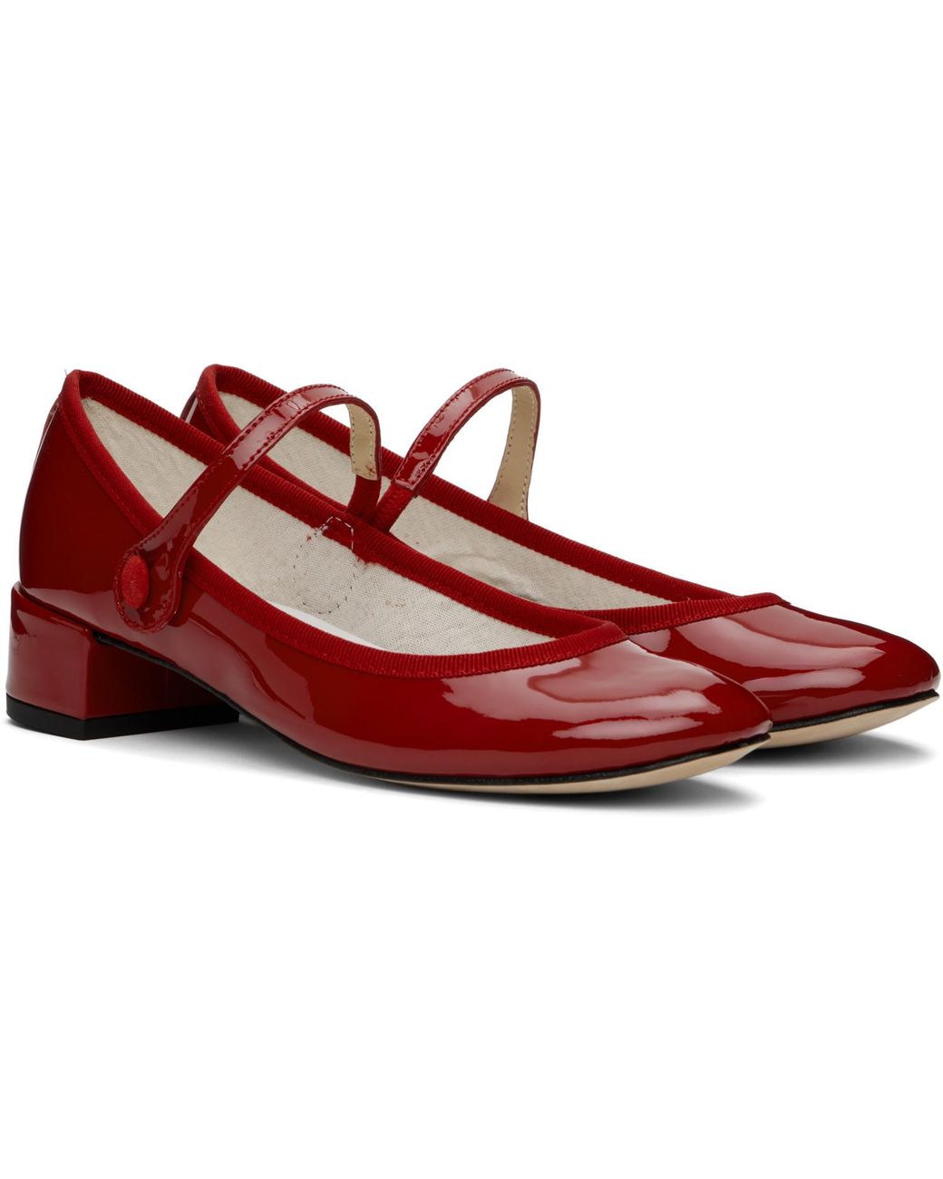 Repetto Red Rose Mary Jane Heels