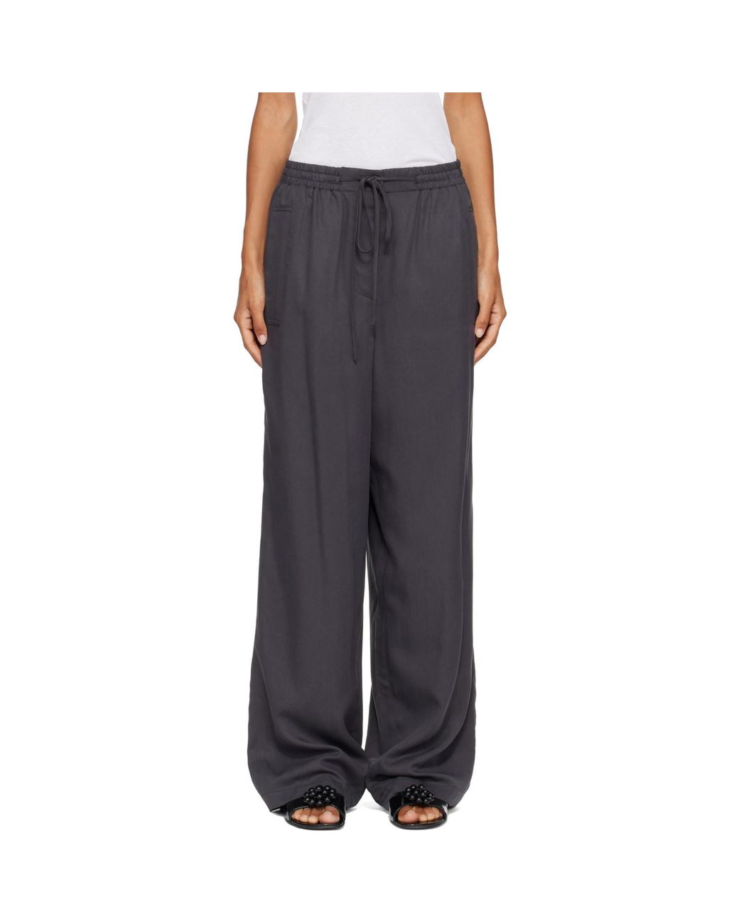 LE17SEPTEMBRE Gray Silky Drawstring Trousers