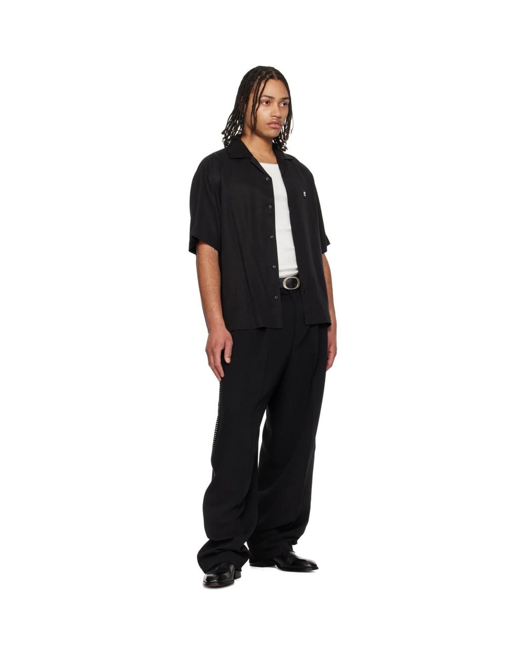 HUGO Black Oversize-Fit Stacked Logo Shirt for men