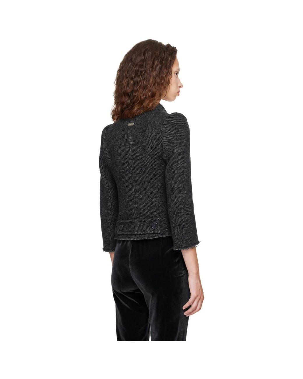 KNWLS Black Wool Tweed Zip Jacket