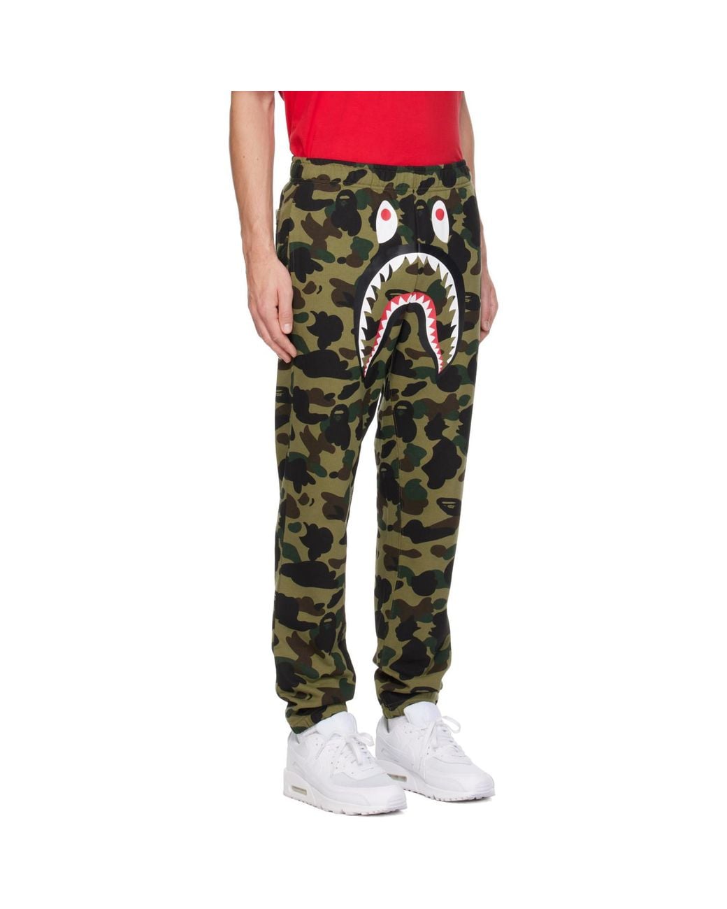A Bathing Ape Green 1St Camo Shark Sweatpants for men