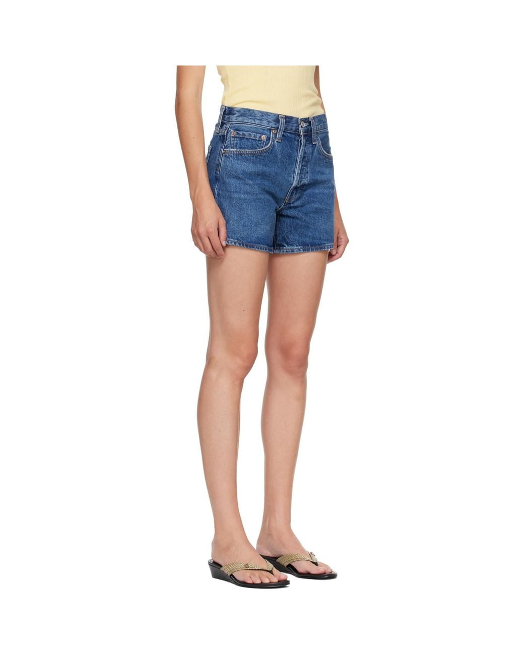 Agolde Blue Parker Long Denim Shorts