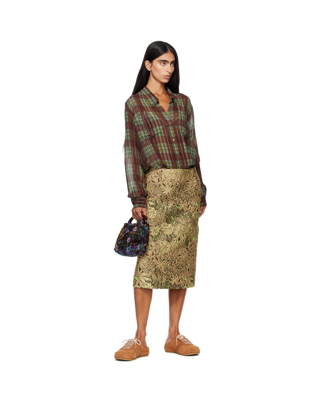 Dries Van Noten Brown Tan Suede Mule Loafers