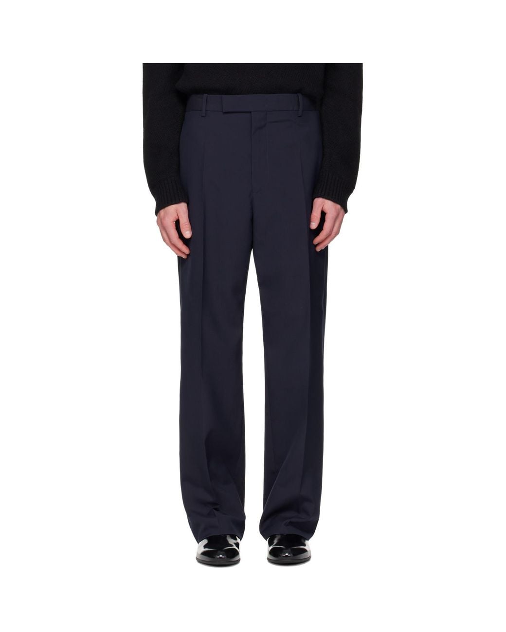 Jil Sander Blue Wool Poplin Trousers for men
