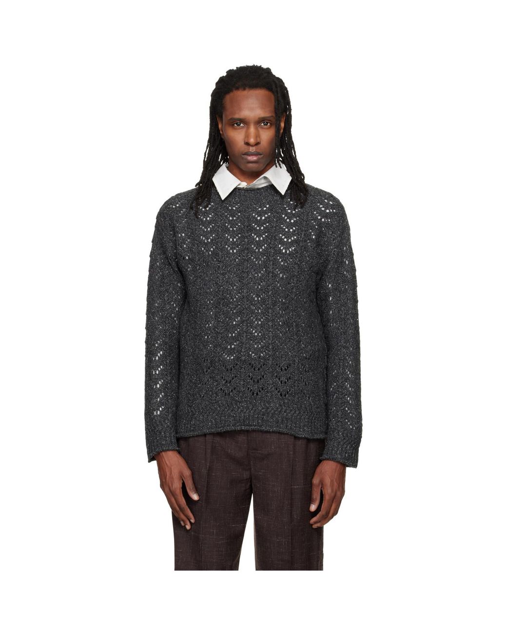 Pull Gris À Œillets NULLUS pour homme en coloris Black