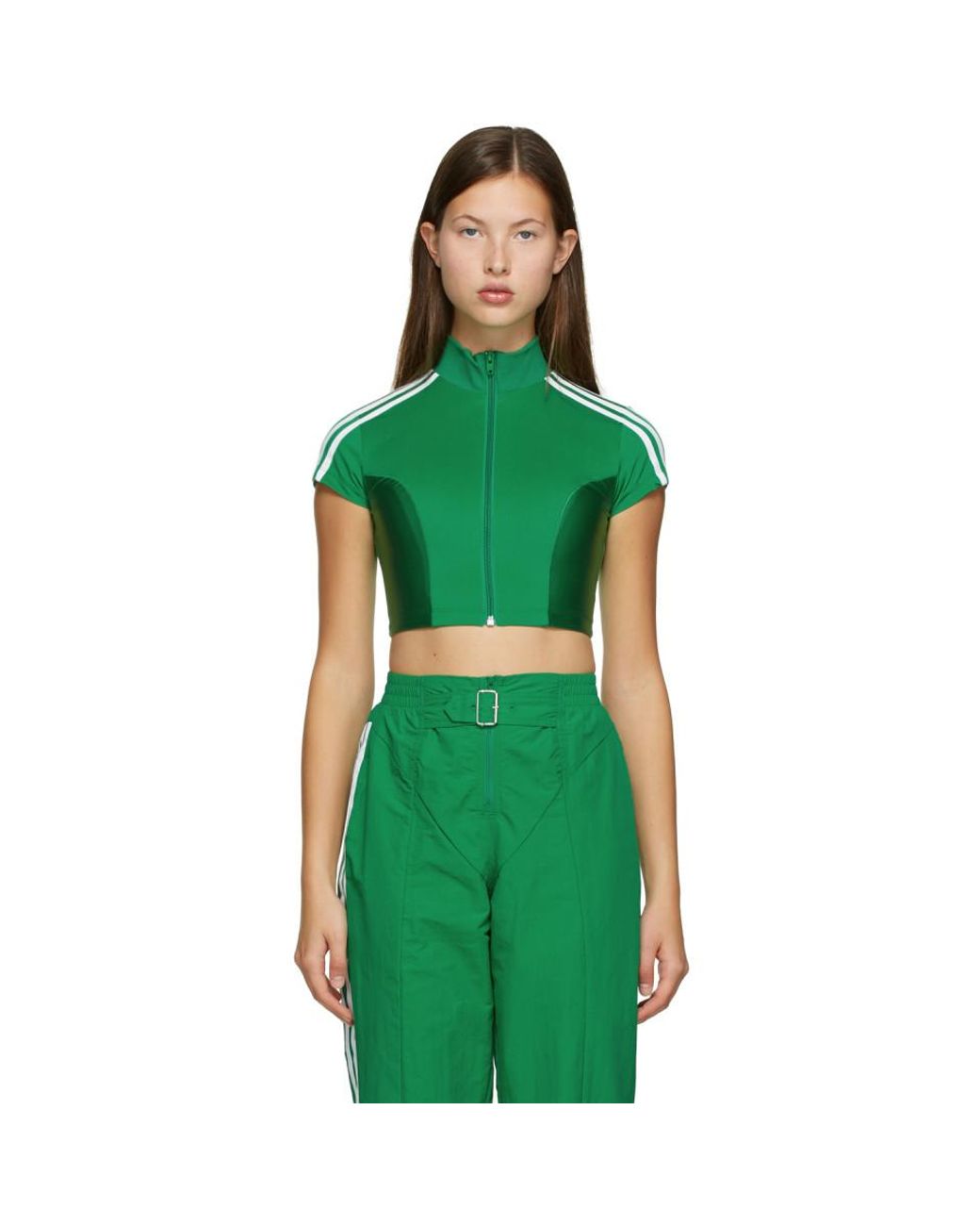 Adidas green crop top sale