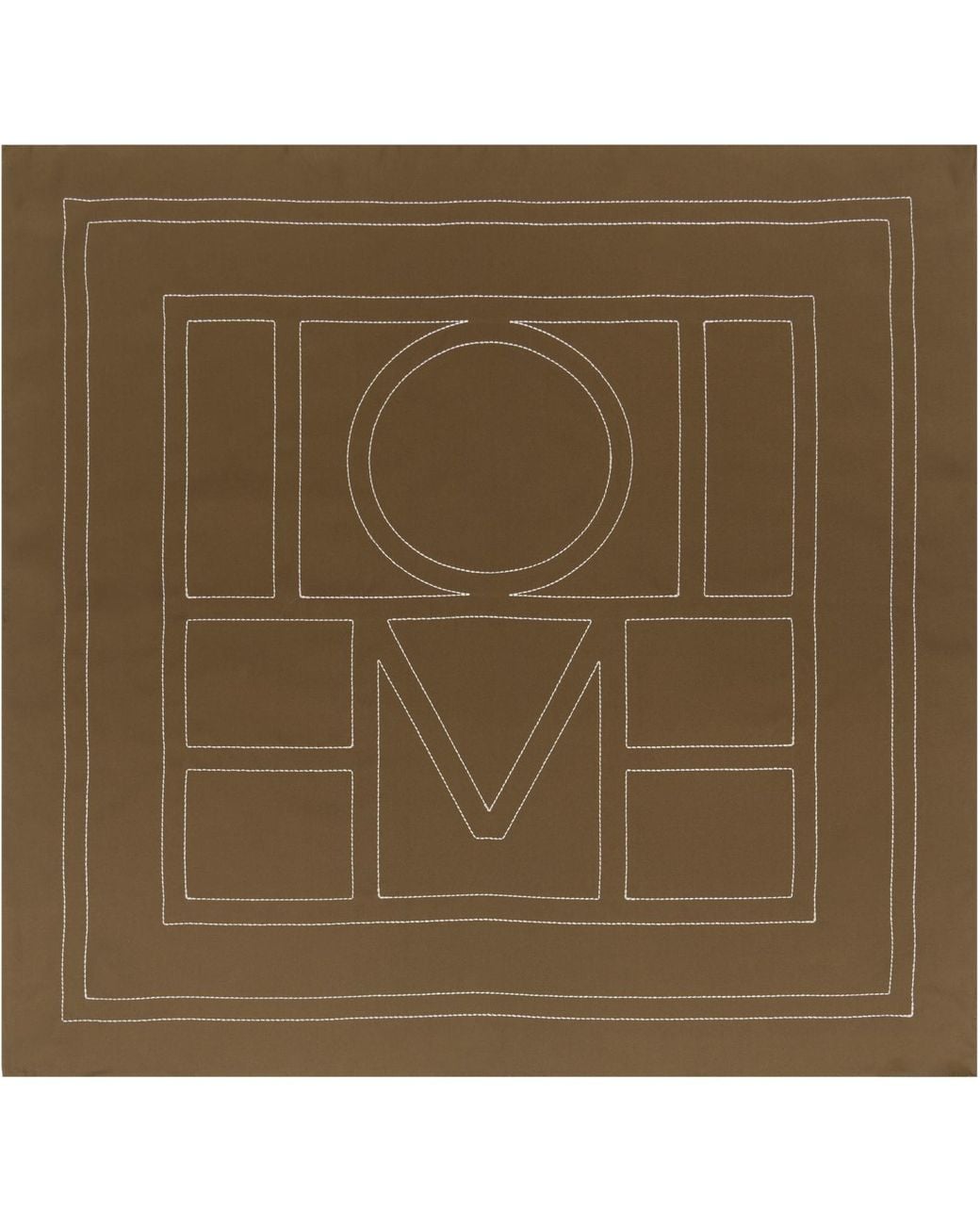 Totême Green Khaki Embroidered Monogram Silk Scarf