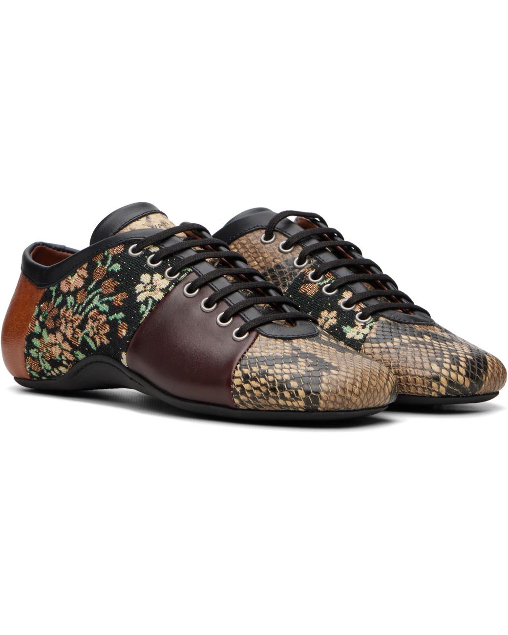Dries Van Noten Brown Patchwork Ballerina Sneakers