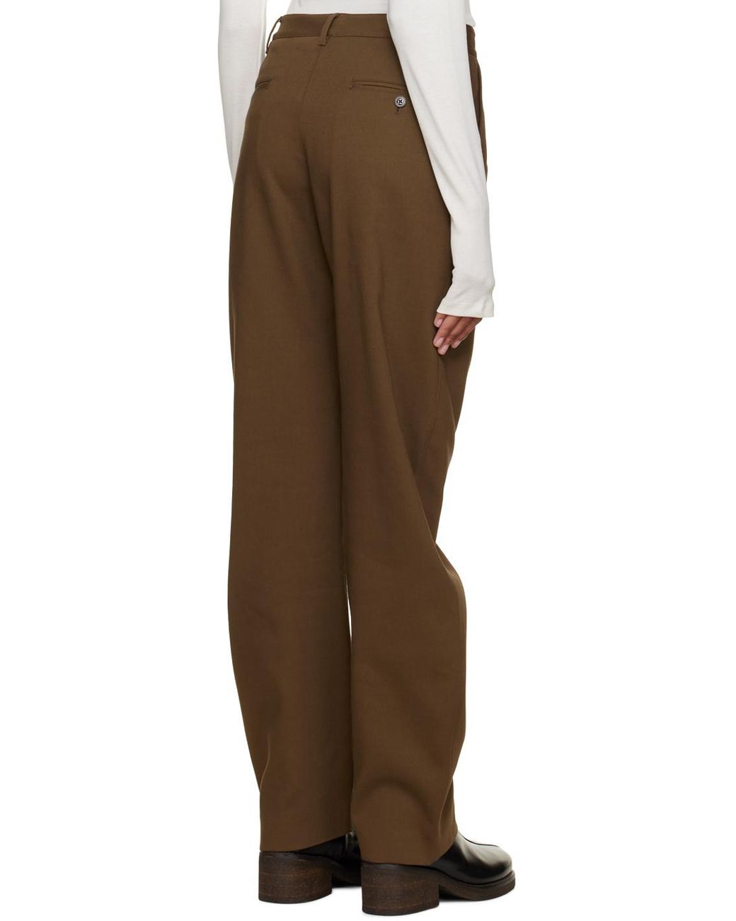 Lemaire Black Brown Pleated Trousers