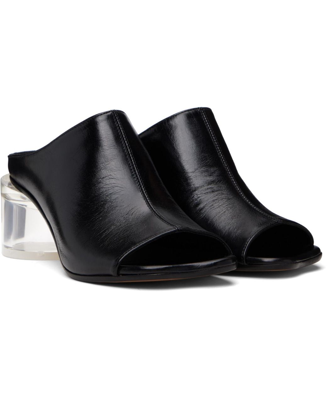MM6 by Maison Margiela Black Anatomic Heeled Mule Sandals
