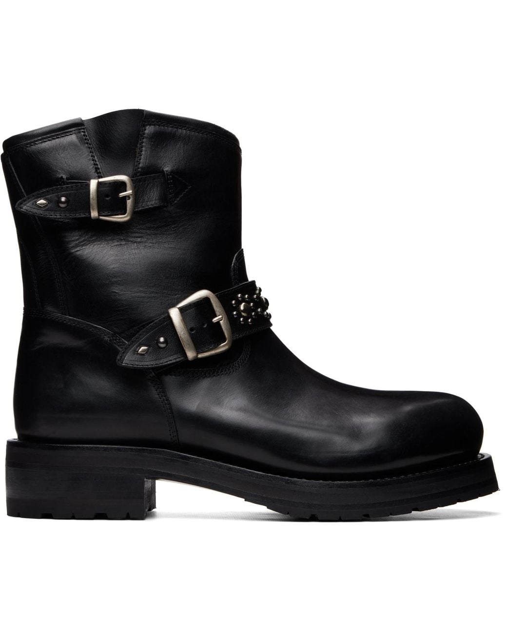 Second/Layer Black 8 Rider Boots for men