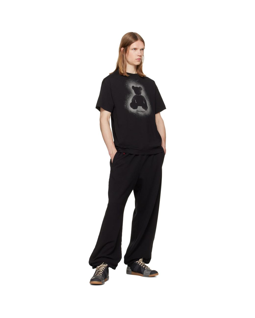 Palm Angels Black Spray Bear T-Shirt for men