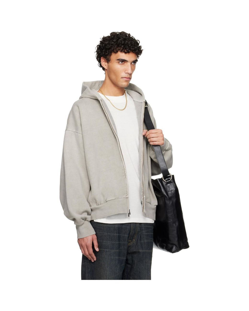 Fear Of God Gray Holiday Embroidered Classic Full Zip Hoodie for men
