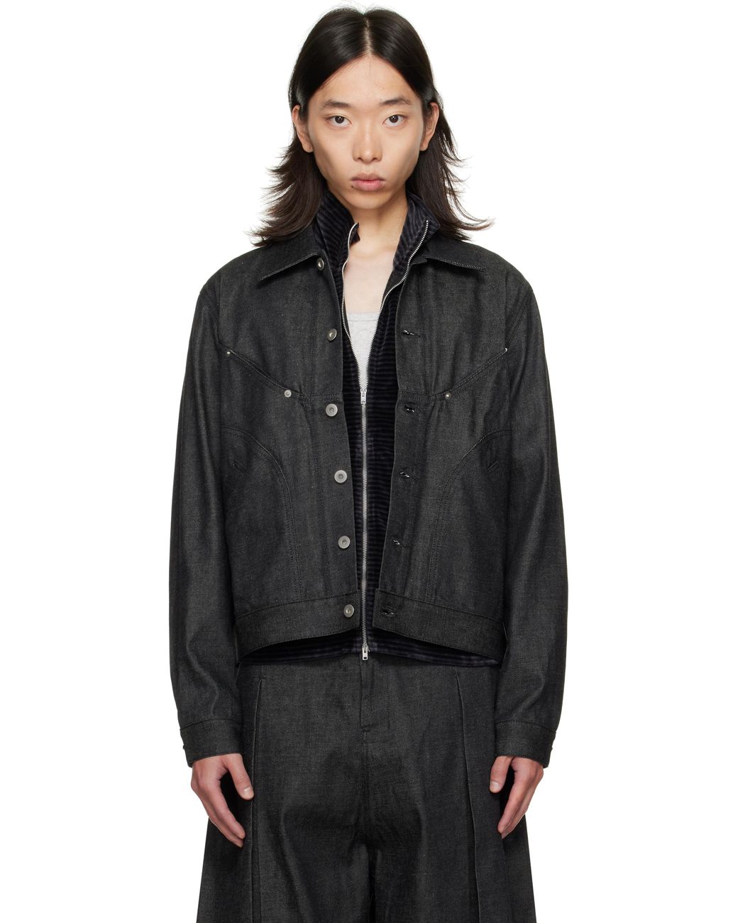 SAGE NATION Jiji Denim Jacket in Black for Men | Lyst