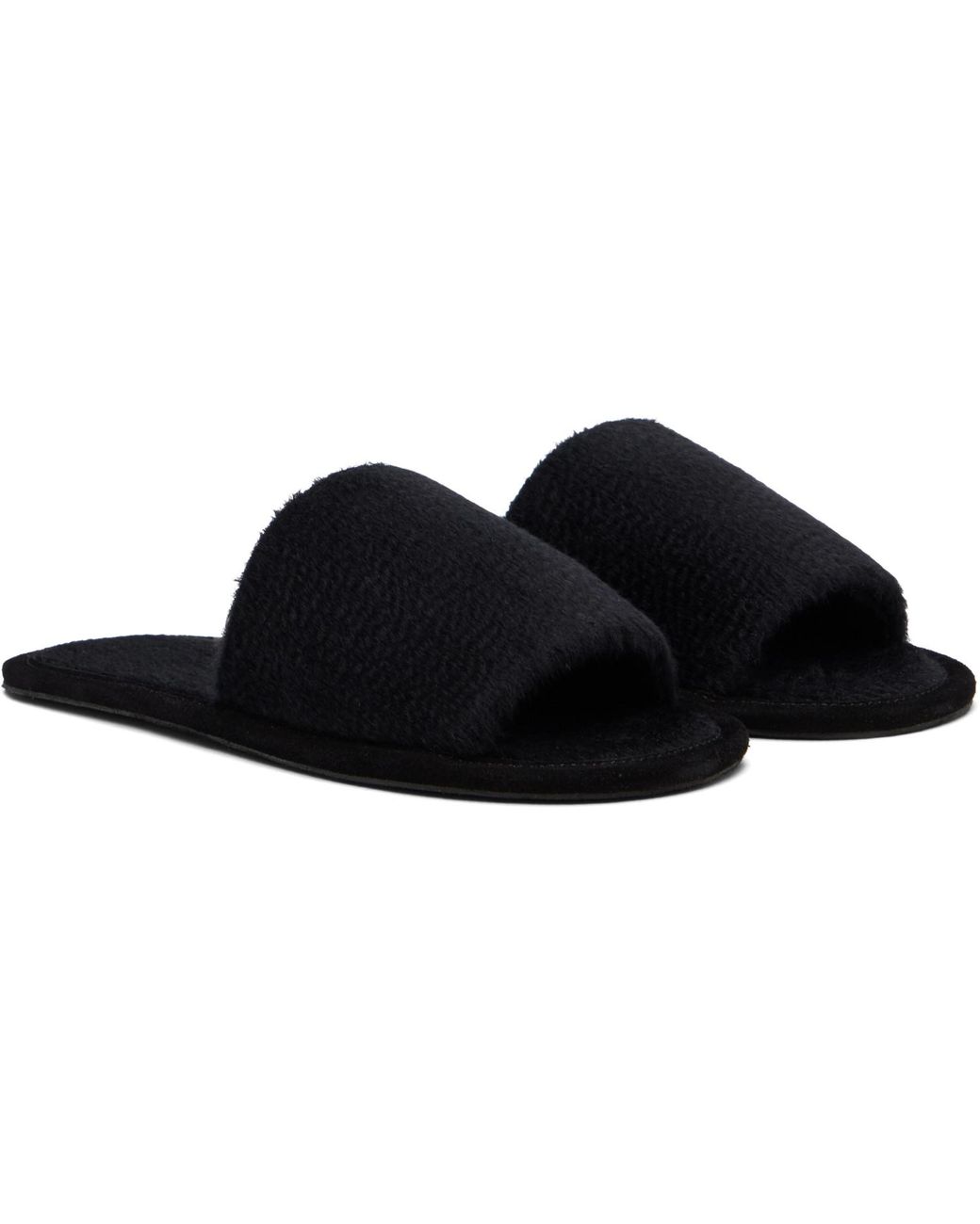 Lauren Manoogian Black Suri Brushed Slippers