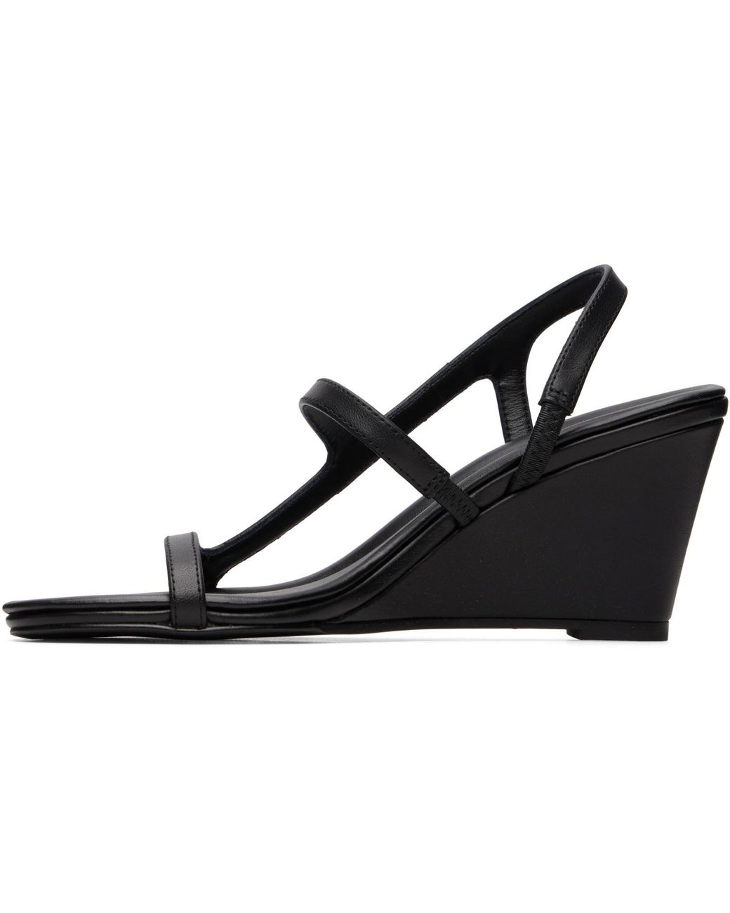 St. Agni Black High Wedge Heeled Sandals