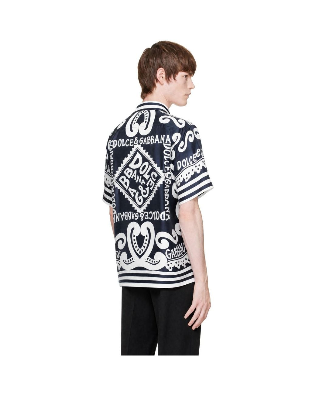 Dolce & Gabbana Blue Marina Print Shirt for men