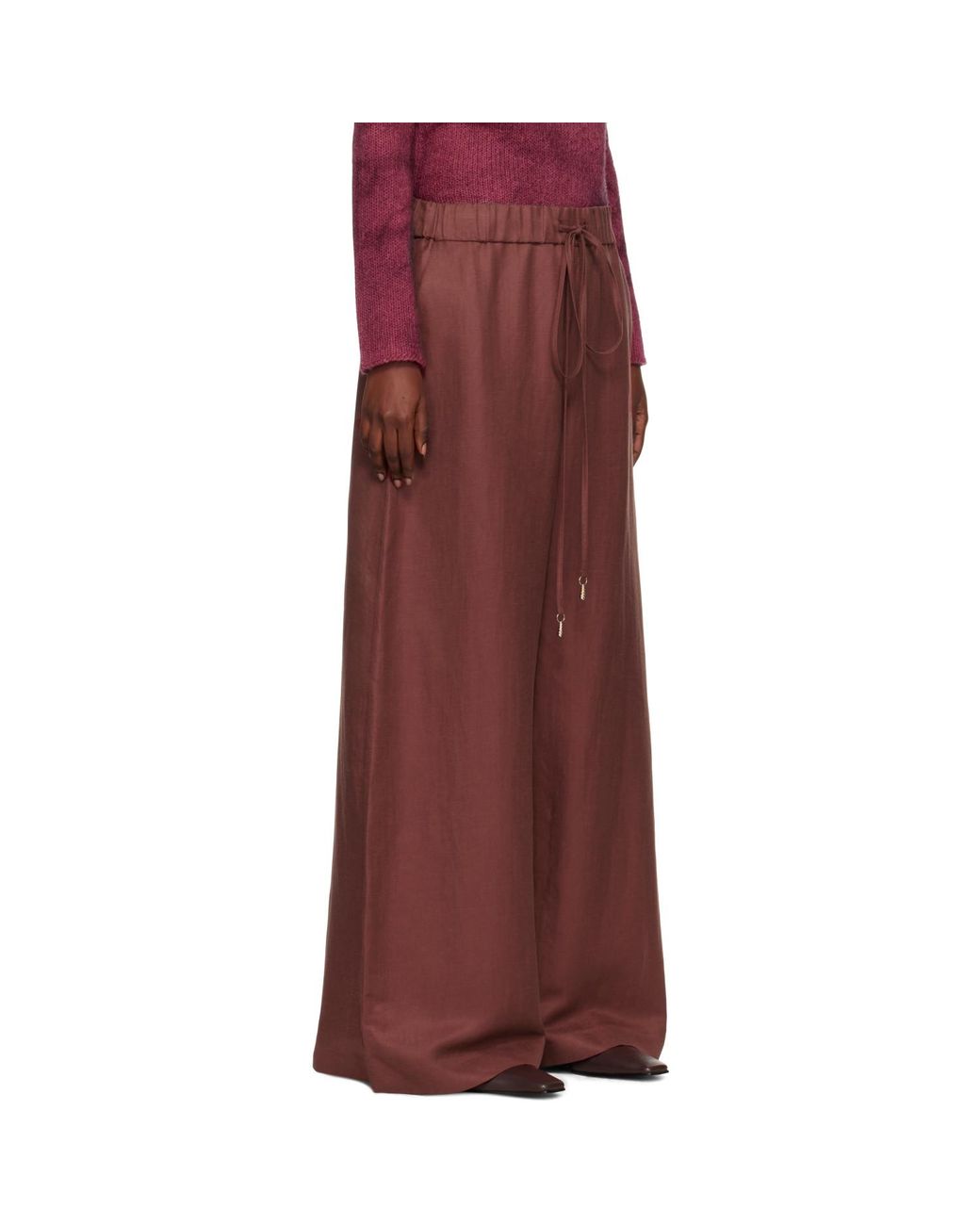Gabriela Hearst Red Burgundy Gelos Wide-Leg Trousers