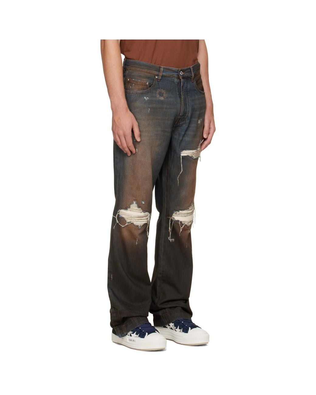 Amiri Gray Straight Flare Mx1 Jeans for men