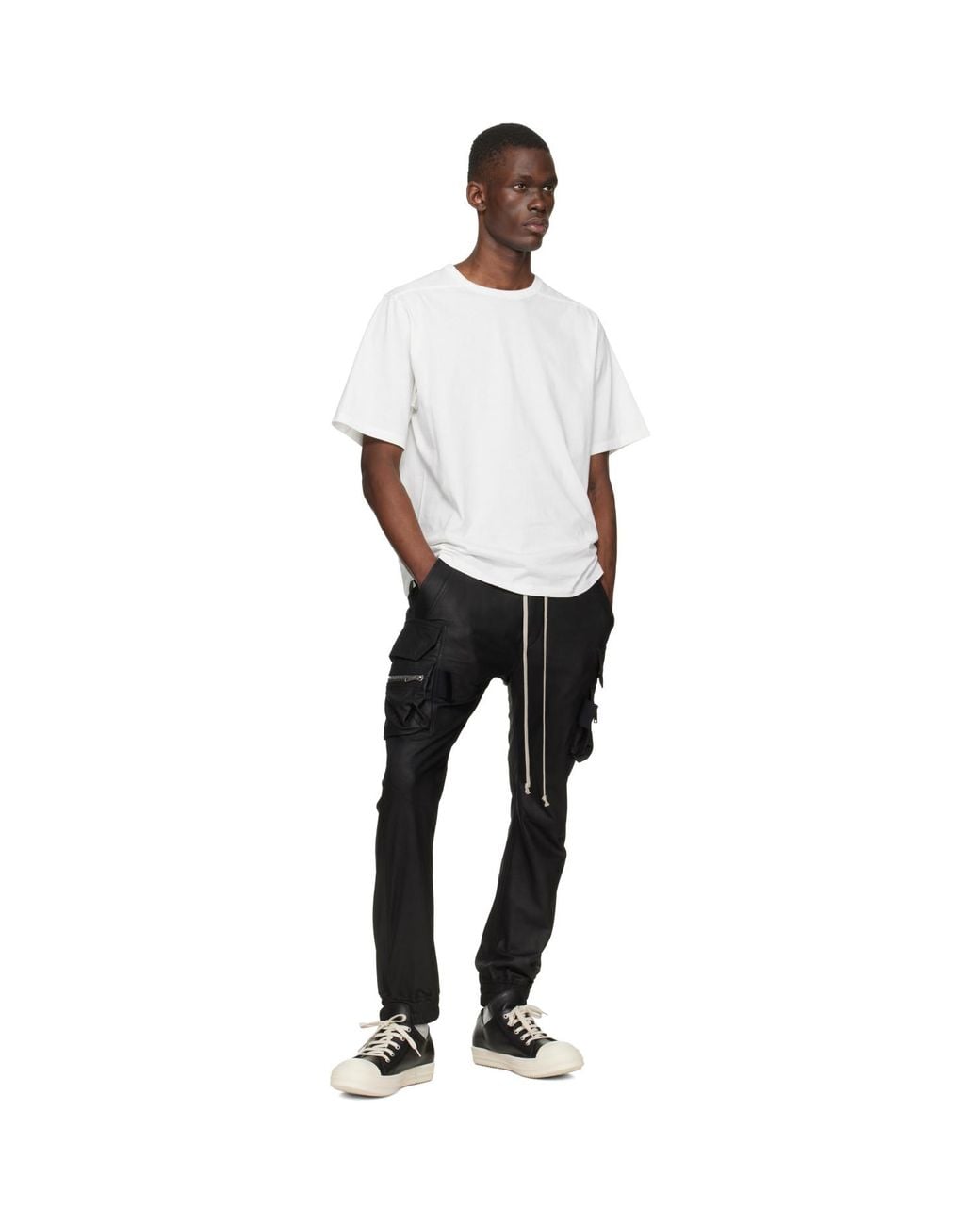 Rick Owens Black Temple Mastodon Leather Cargo Pants for men