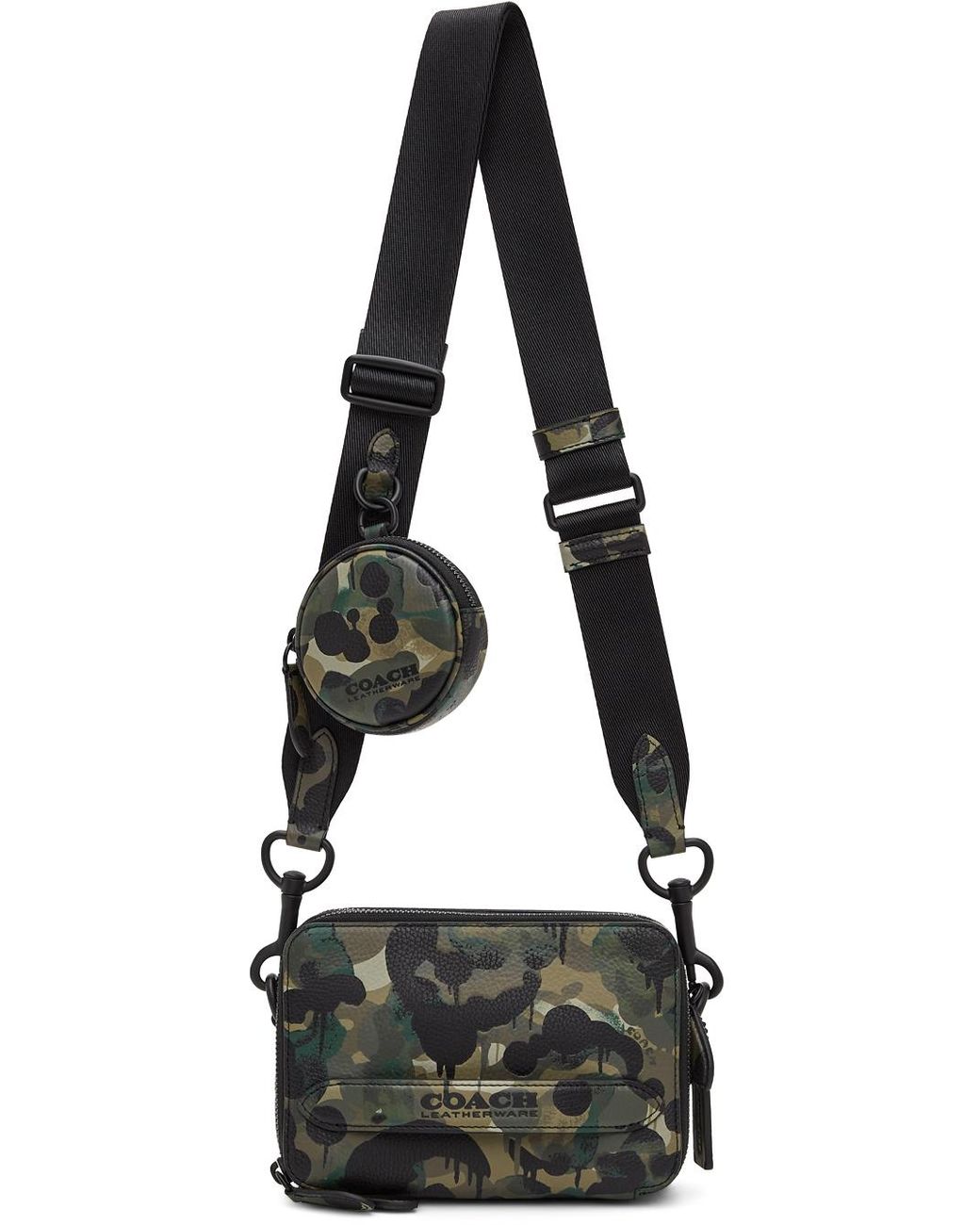 COACH Leather Black & Green Camo Charter Hybrid Crossbody Bag for Men