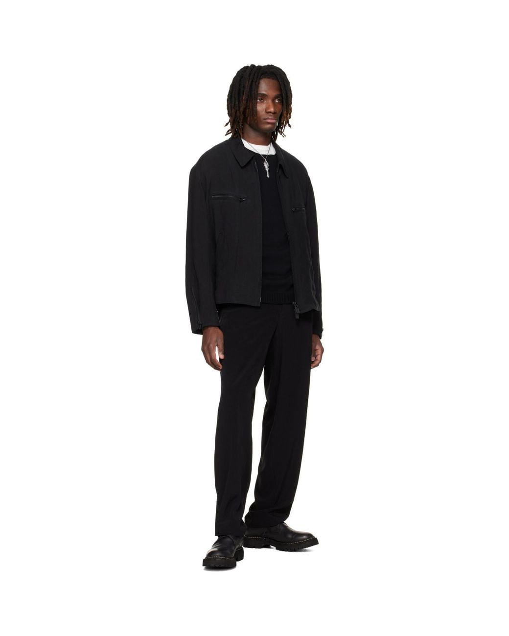 Yohji Yamamoto Black Zip Blouson Jacket for men