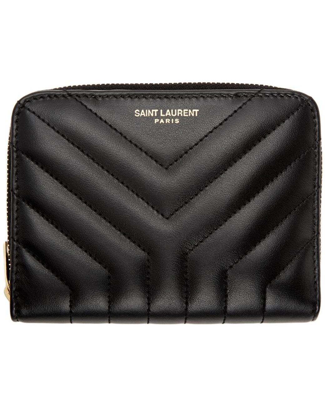 Saint Laurent Leather Black Joan Compact Ziparound Wallet Lyst