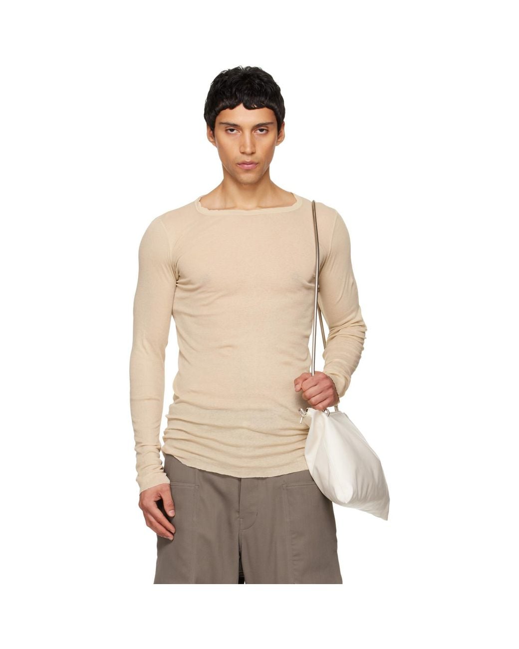 Rick Owens Natural Temple Rib Ls T-shirt for men