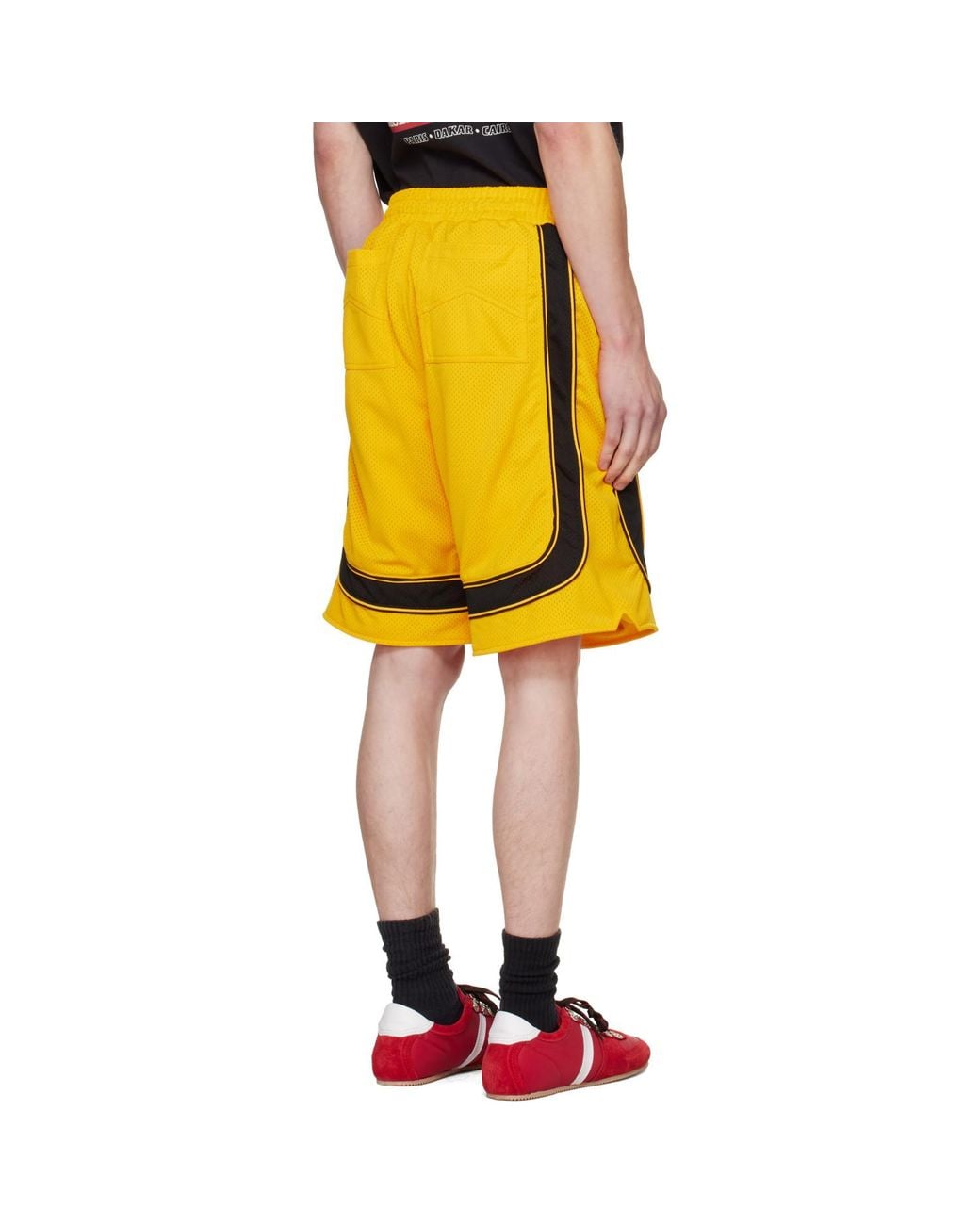 Rhude Yellow Campione Baggy Mesh Shorts for men