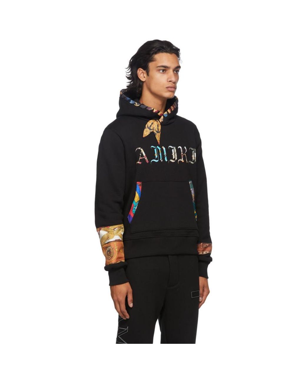 Amiri Black Patch Scarf Hoodie for Men Lyst