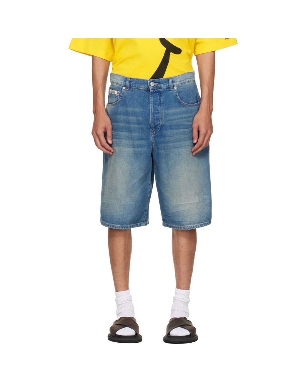 Moschino Blue Logo Denim Shorts for men