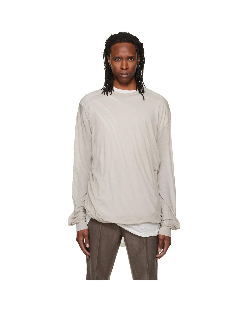 Rick Owens Gray Off- Tower Rick S Jumbo L/S T-Shirt for men