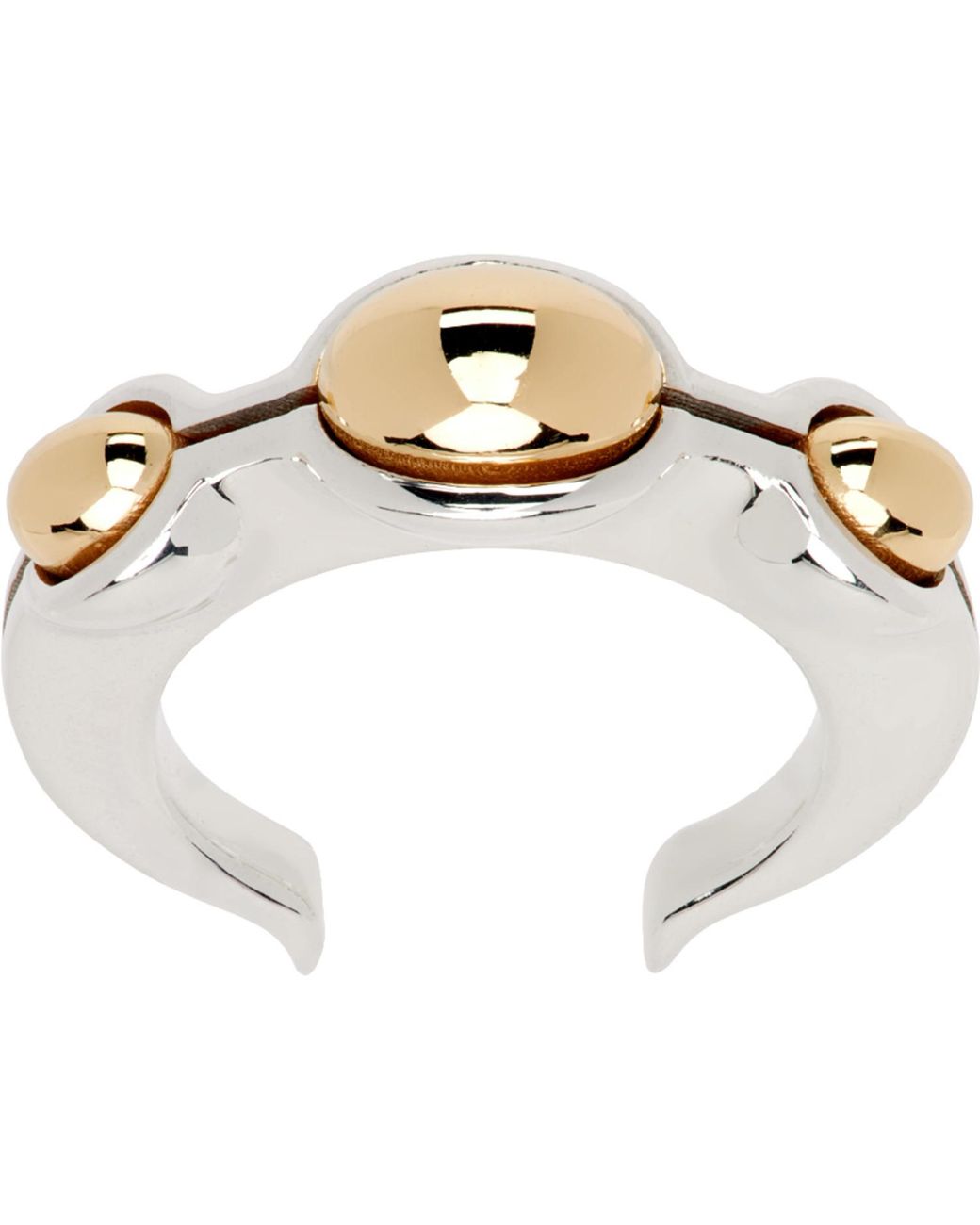 Bottega Veneta White Open Band Ring for men