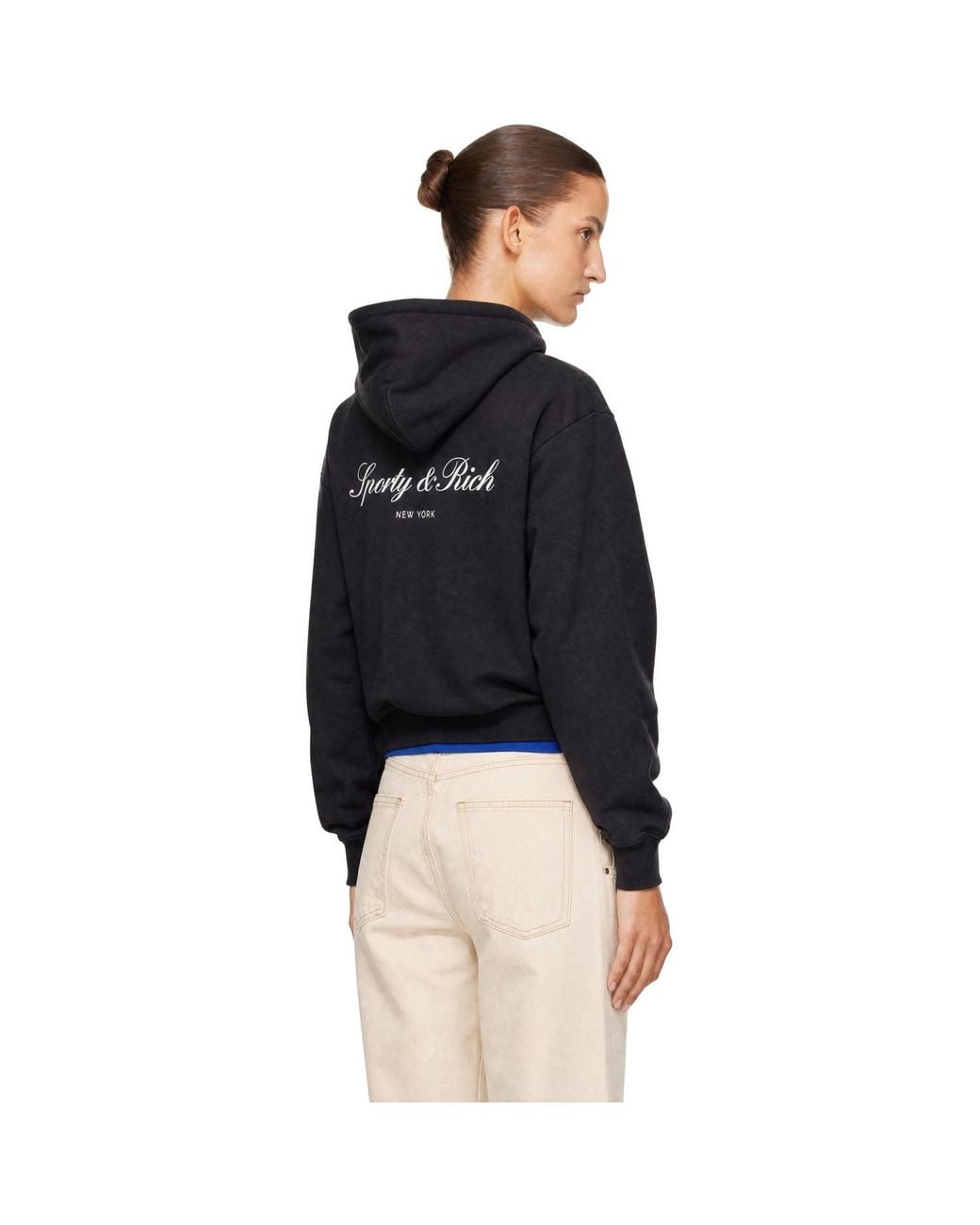 Sporty & Rich Black Signature Ny Hoodie