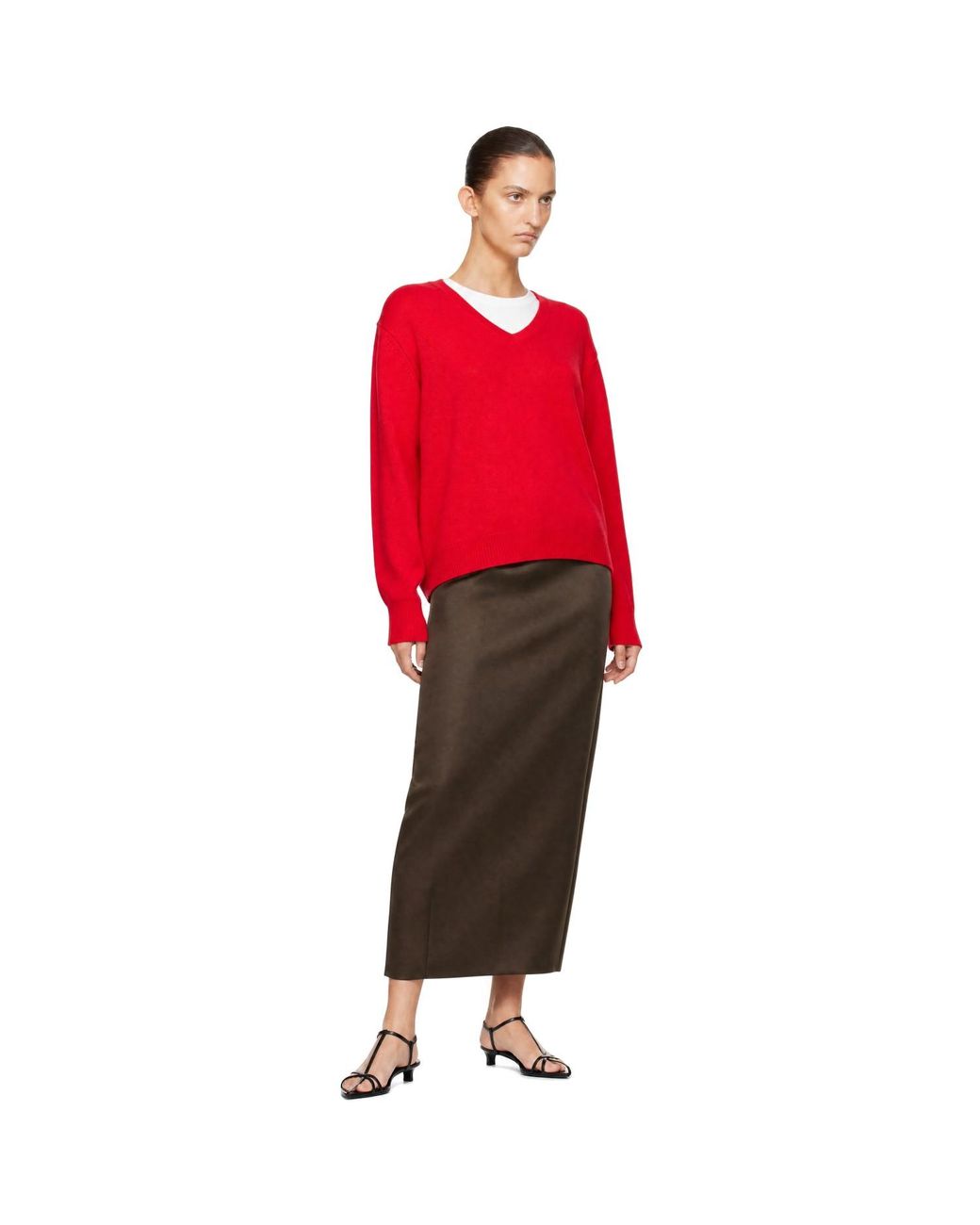 DUNST Red Cashmere V-Neck Sweater