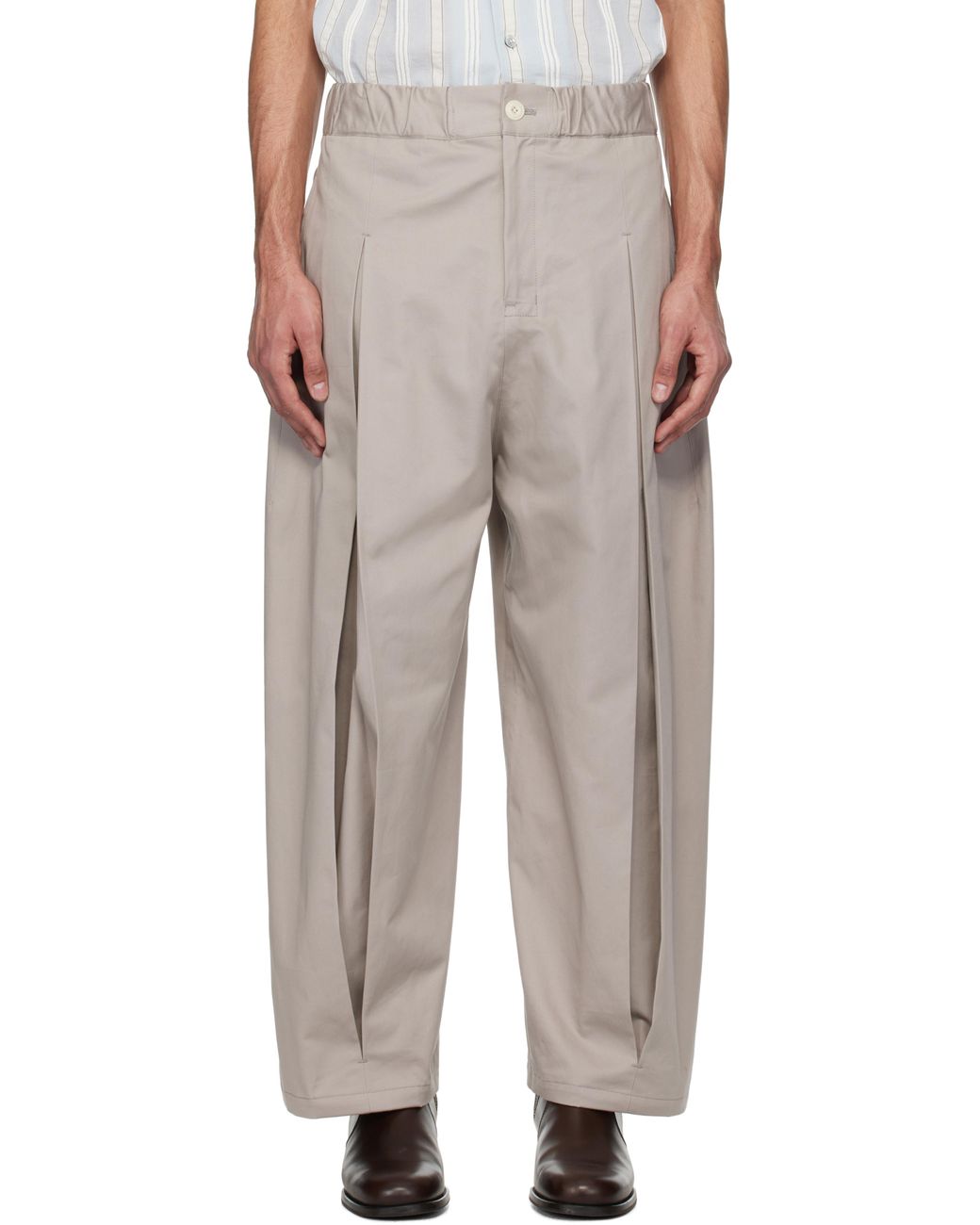 【SAGE NATION】BOX PLEAT TROUSER SAGE NATION Khaki Box Pleat Trousers SAGE NATION