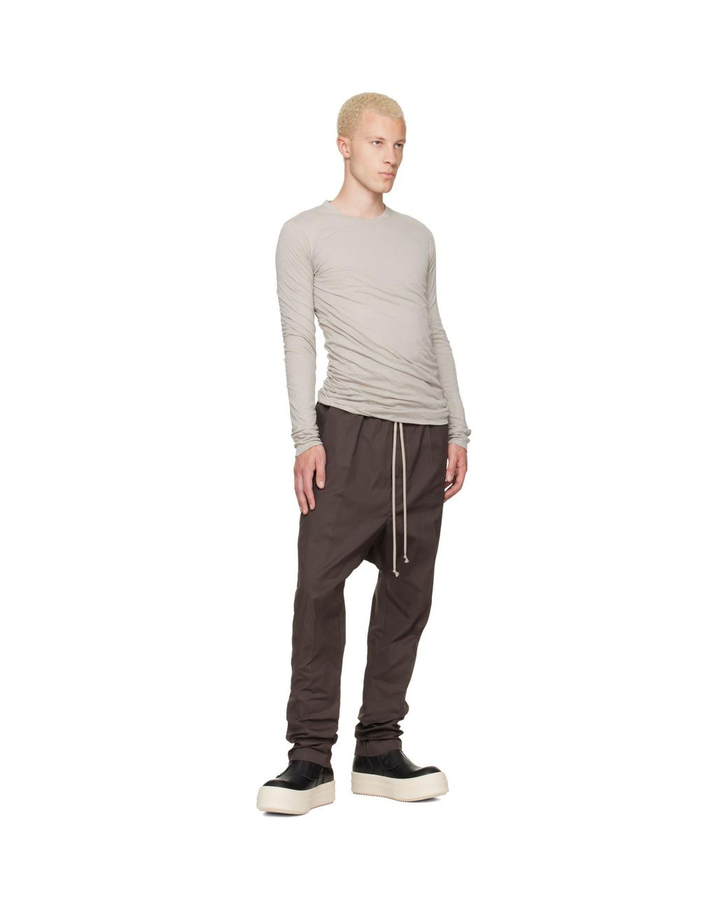 Rick Owens Gray Off- Tower Double Ls T-Shirt for men