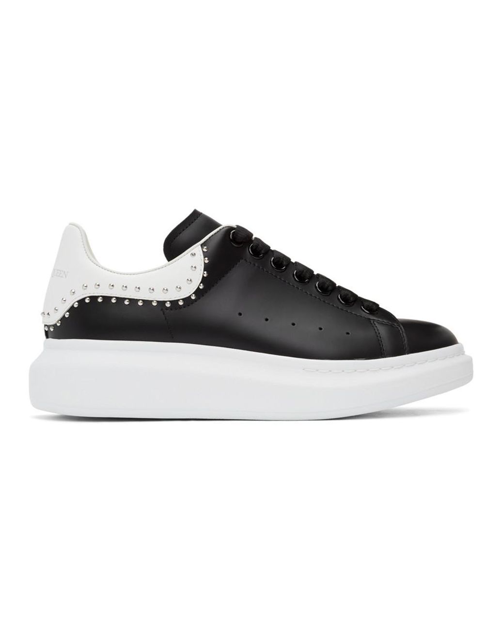 Alexander McQueen Leather Black And White Studded Oversized Sneakers ...