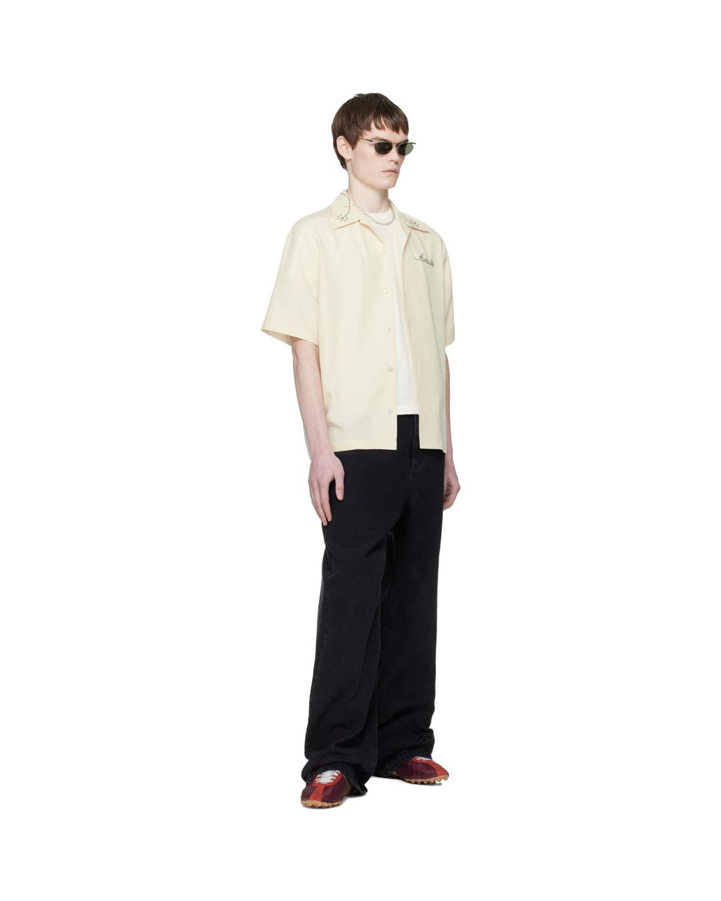 Amiri White Off- Stud Camp Shirt for men