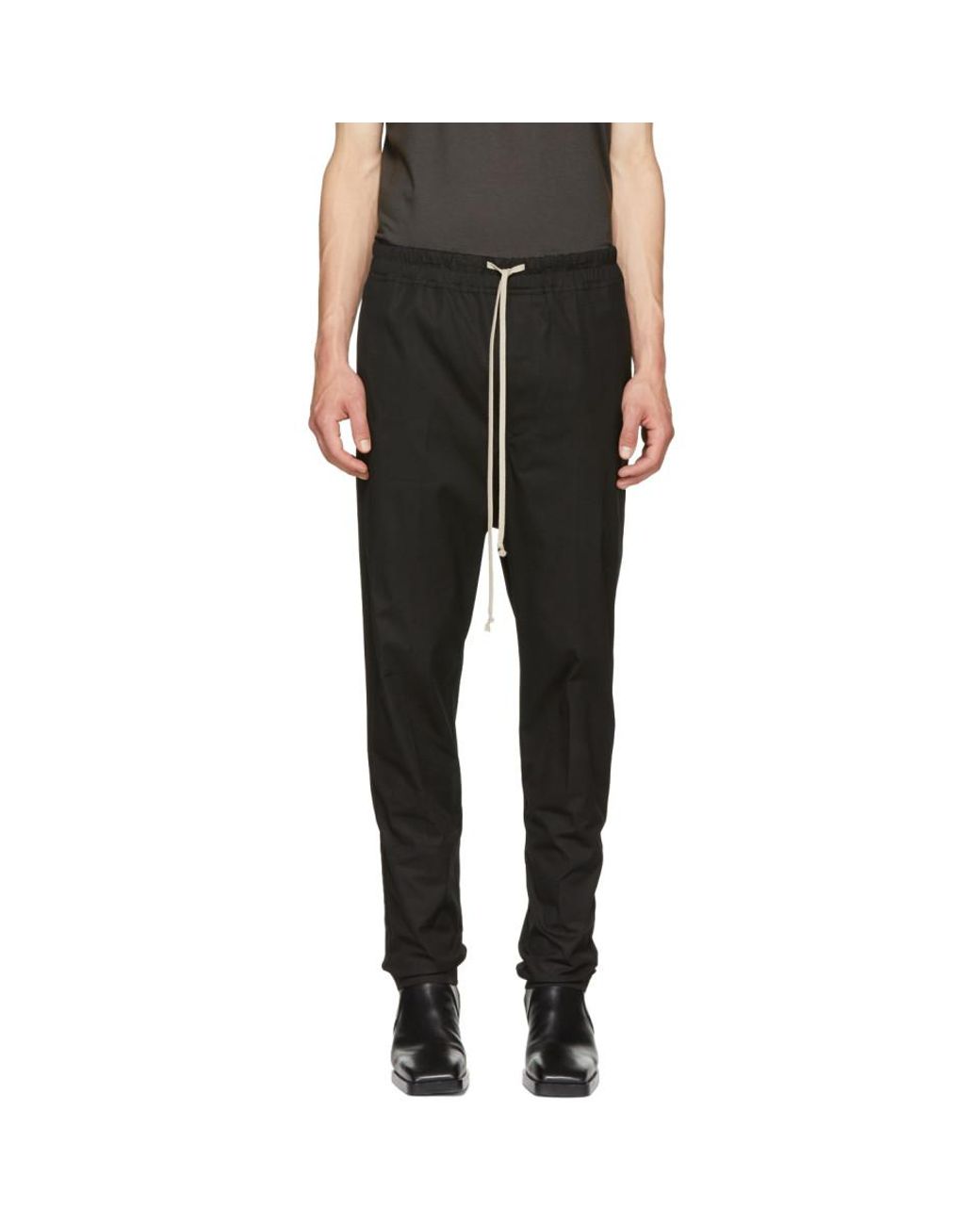 Rick Owens Black Drawstring Astaires Trousers for Men | Lyst