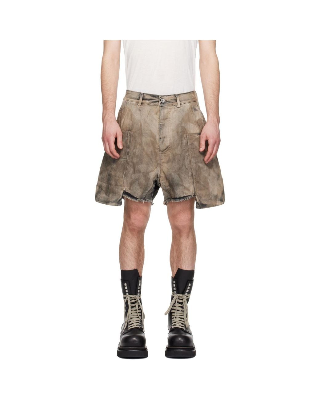 Rick Owens Multicolor Temple Denim Stefan Cargo Shorts for men