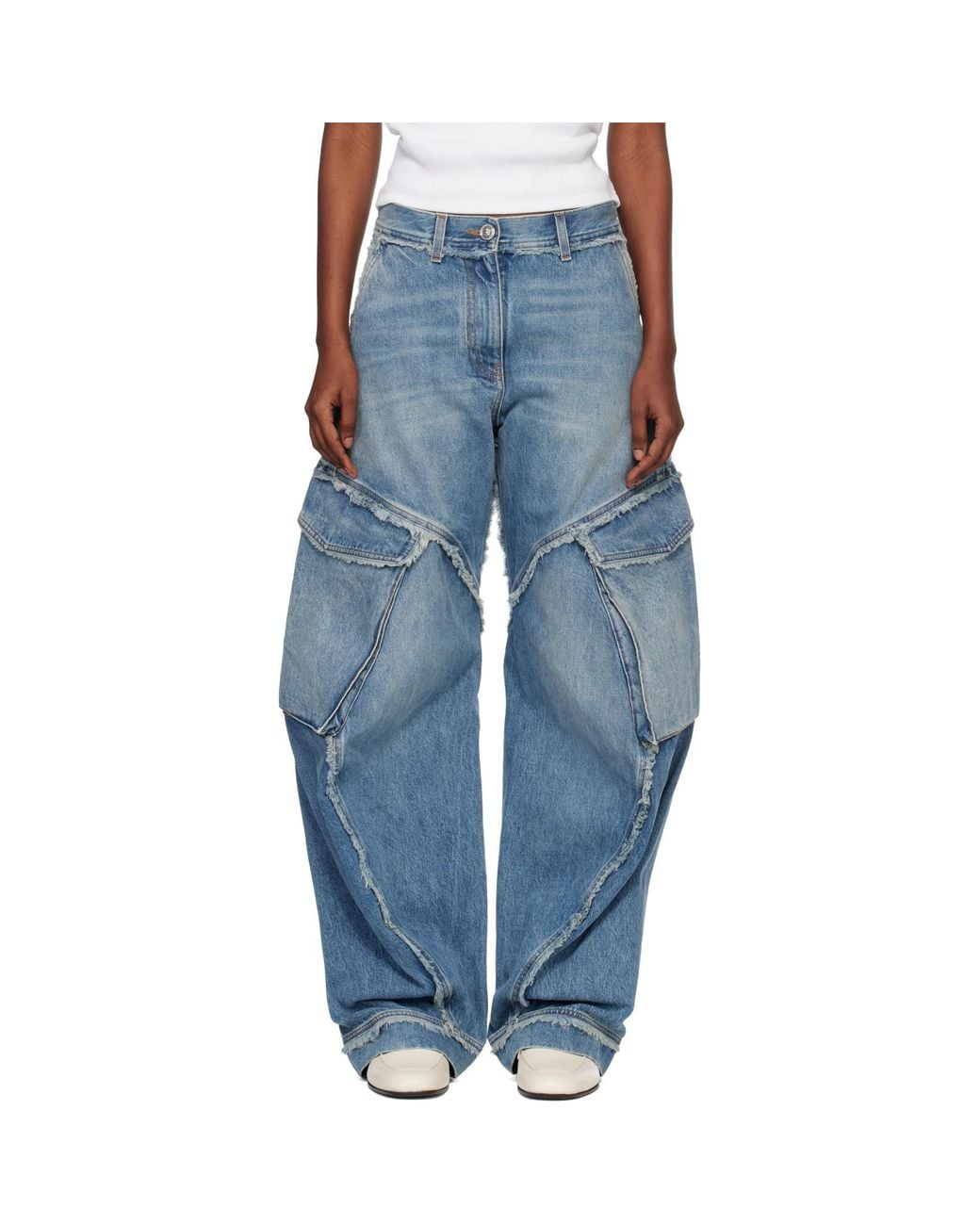 Versace Blue Low-Waist Cargo Jeans