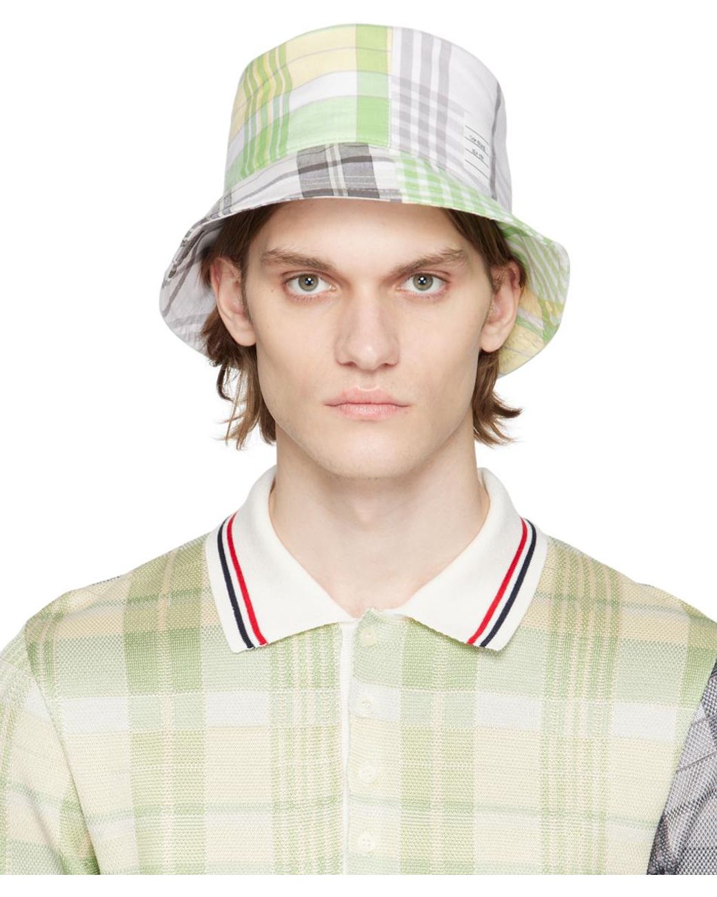 Thom Browne Multicolor Check Bucket Hat in Green for Men | Lyst Canada