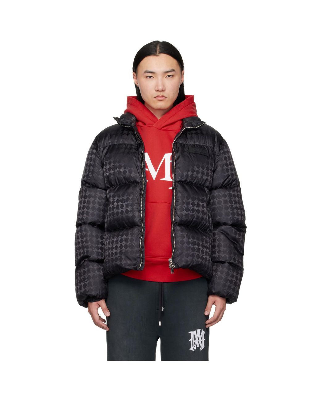 Amiri Red Ma Quad Jacquard Down Jacket for men
