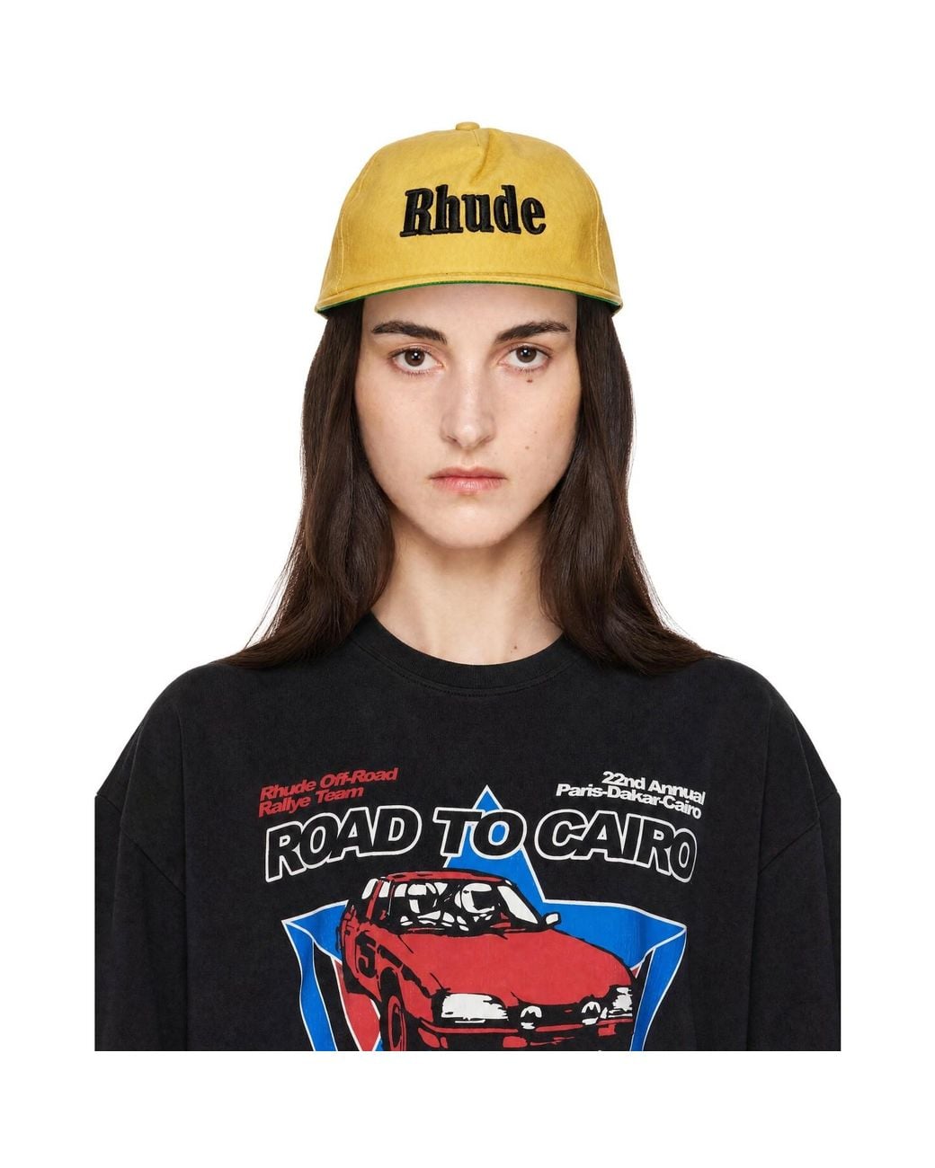 Rhude Blue Logo Leather Cap