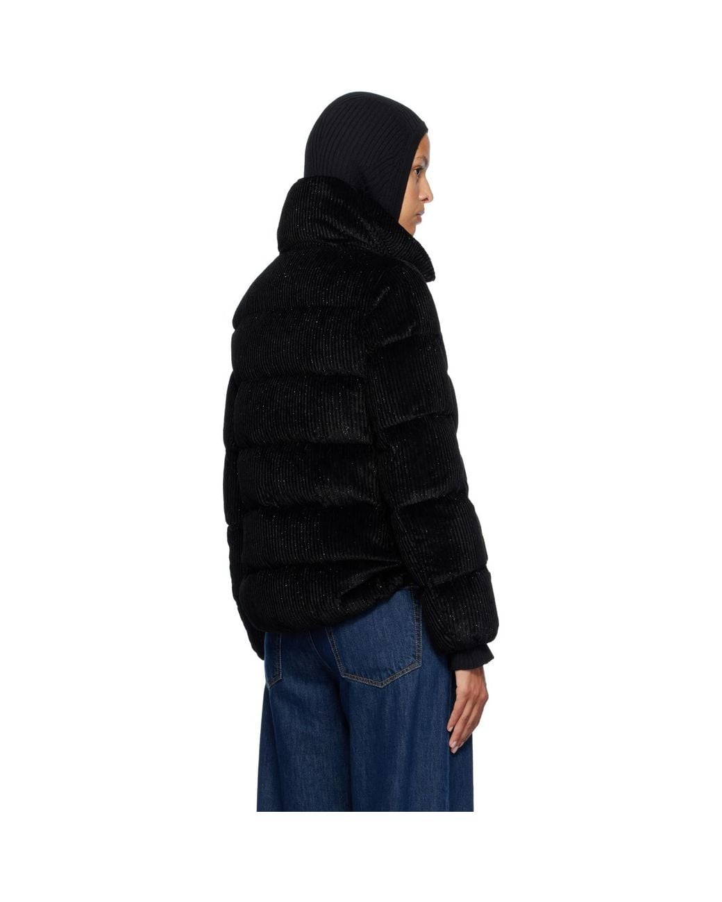 Moncler Black Cochevisse Corduroy Short Down Jacket