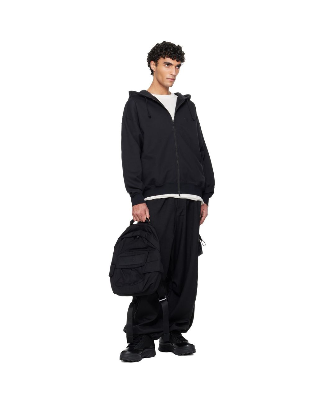 Y-3 Blue Brushed Terry Zip Hoodie for men