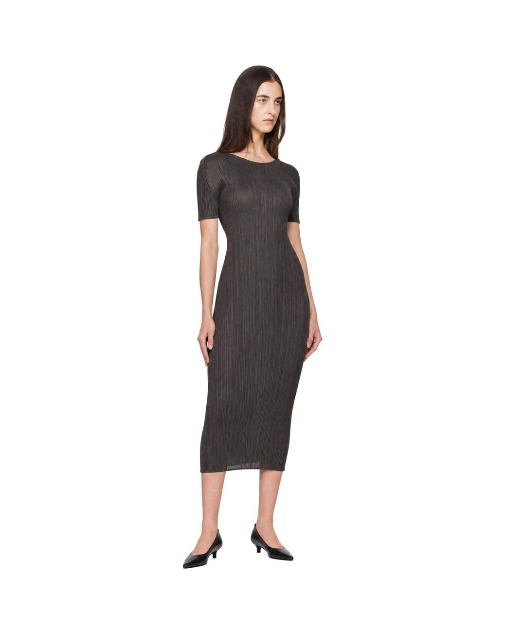 Pleats Please Issey Miyake Black Monthly Colors August Midi Dress