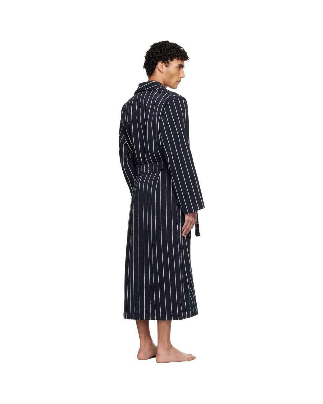 Tekla Black Terry Classic Bathrobe for men