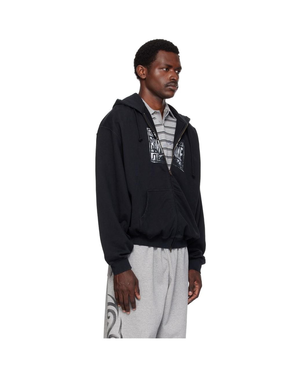 Vetements Black 'Explicit Language' Zip-Up Hoodie for men